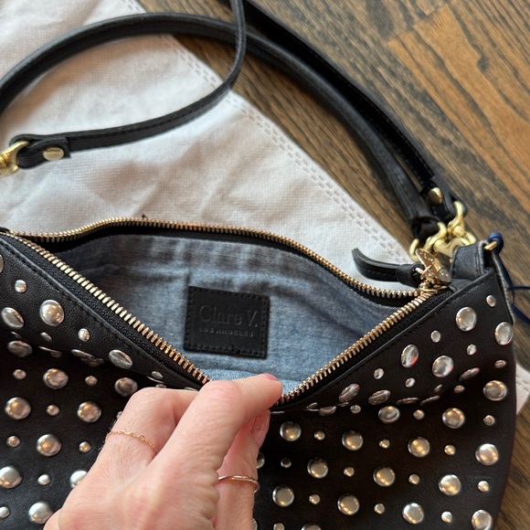 Clare V Petit Moyen Black W/ Silver Studs NWT RARE - Picture 14 of 17